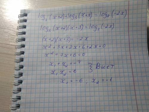 Много log3(x+2)+log3(x+3)=log3(-2x)