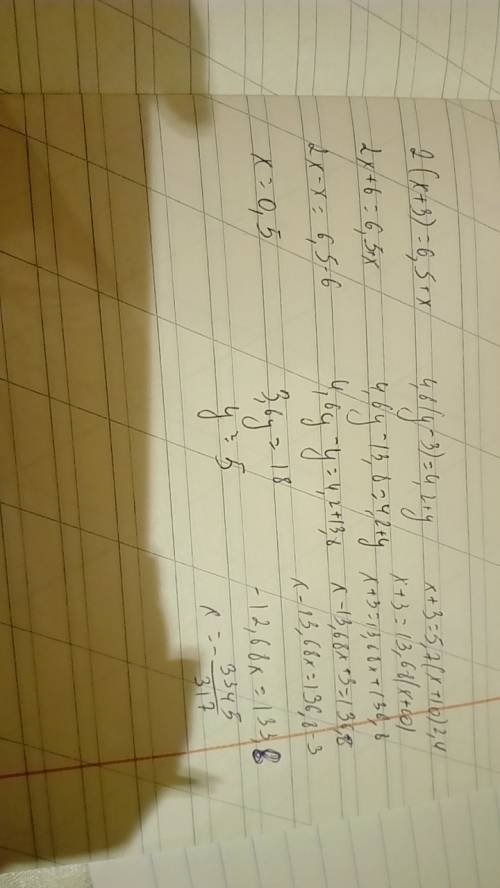 2(х+3)=6,5+х 4,6 (у-3)=4,2+у х+3=5,7 (х+10)2,4