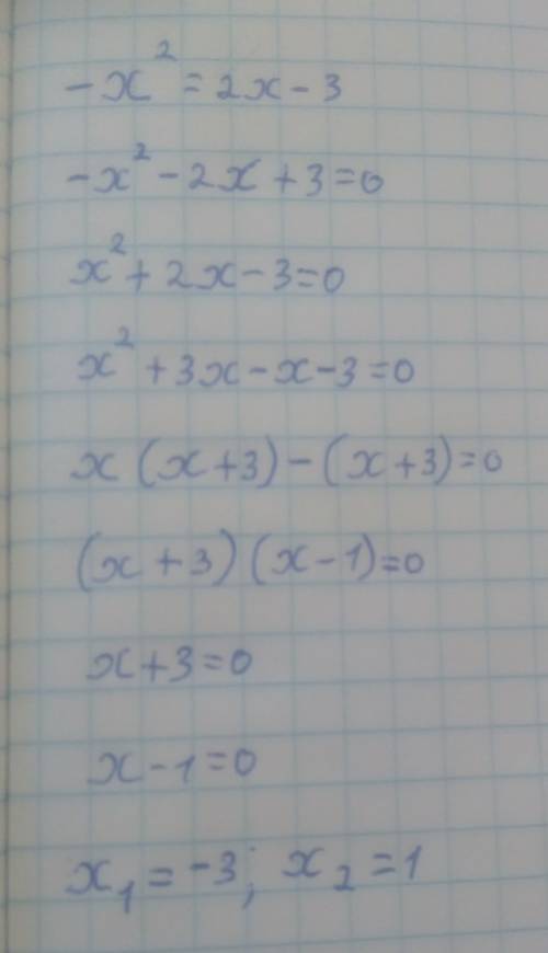 X²=2x-3 решите графически уравнение