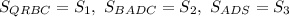 S_{QRBC}=S_1,~ S_{BADC}=S_2,~ S_{ADS}=S_3