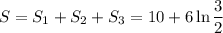 S=S_1+S_2+S_3=10+6\ln\dfrac{3}{2}