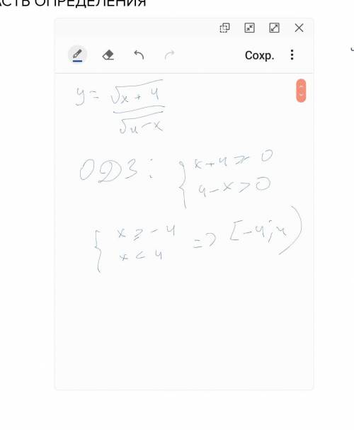 У=√‎х+4/ √‎4-х найдите область определения