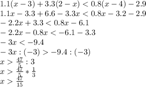 1.1(x-3)+3.3(2-x)