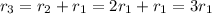 r_3 = r_2 + r_1 = 2r_1 + r_1 = 3r_1