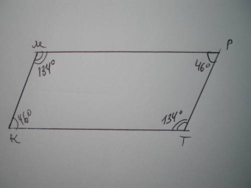 Найдите углы параллелограмма если один равен 46 градусов. найдите остальные углы обязательно с дано
