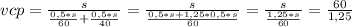 vcp=\frac{s}{\frac{0,5*s}{60} +\frac{0,5*s}{40}}=\frac{s}{\frac{0,5*s+1,25*0,5*s}{60}} =\frac{s}{\frac{1,25*s}{60}} =\frac{60}{1,25}