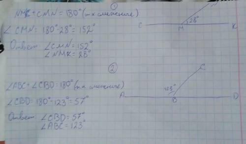 Угол nmc и угол nmk - смежные. найдите угол nmc, если угол nmk равен 28 градусов. угол abc и abd - с