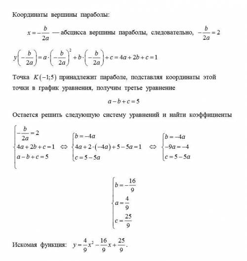 По жа луй ста, умоляю, а, . парабола является графиком квадратичной функции y=ах²+bx²+c имеет вершин