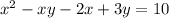 x^2-xy-2x+3y=10\\ \\