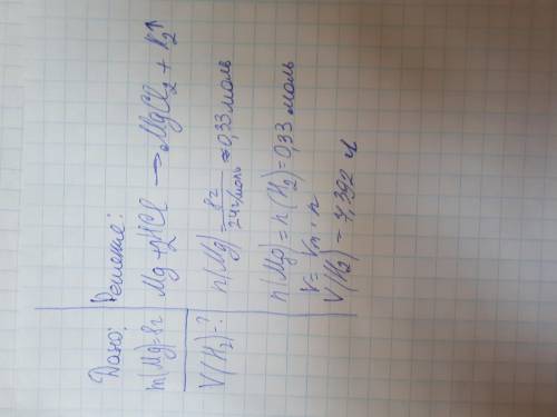 Какой объём газа выделится при взаимодействии 8 г магния с соляной кислотой? найдите число выделивши