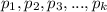 p_{1}, p_{2}, p_{3}, ..., p_{k}