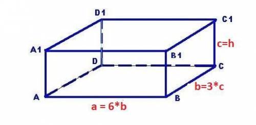 Высота прямоугольного параллелепипеда h его ширина в 3 раза больше высоты а длина в шесть раз больше