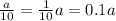 \frac{a}{10} = \frac{1}{10} a = 0.1a