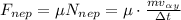 F_{nep} = \mu N_{nep} = \mu \cdot \frac{mv_{\alpha y}}{\Delta t}