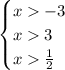 \begin{cases}x-3\\x3\\x\frac{1}{2} \end{cases}