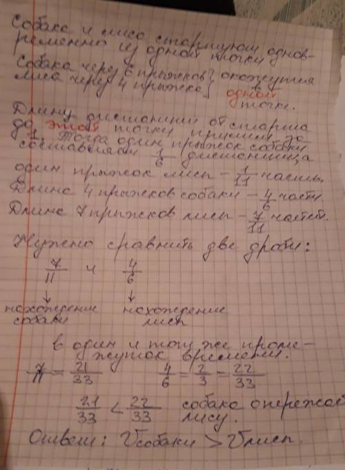 199*. длина 6 прыжков охотничьей собаки равна длине 11 прыж- ков лисы. когда собака делает 4 прыжка,