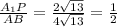 \frac{A_1P}{AB}=\frac{2\sqrt{13}}{4\sqrt{13}}=\frac12