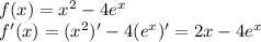 f(x)=x^2-4e^x\\f'(x)=(x^2)'-4(e^x)'=2x-4e^x