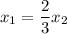 x_1=\dfrac{2}{3}x_2