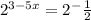 2^{3-5x} = 2^-\frac{1}{2}