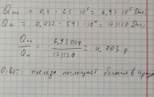 Какое вещество поглощает большее количество энергии в процессе парообразования при температуре кипен