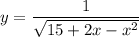 y = \dfrac{1}{\sqrt{15 + 2x - x^{2}} }