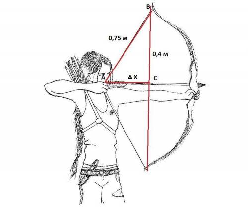 Известно, что тетива лука растягивается от 80см до 1,5м, а ее коэффициент 1000н/м. определить с како
