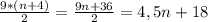 \frac{9*(n+4)}{2} =\frac{9n+36}{2} =4,5n+18