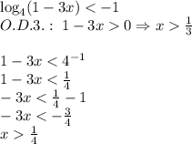 \log_4(1-3x)0\Rightarrow x\frac13\\\\1-3x