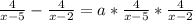 \frac{4}{x-5}-\frac{4}{x-2}=a*\frac{4}{x-5}*\frac{4}{x-2}