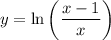 y = \ln \bigg( \dfrac{x-1}{x} \bigg)