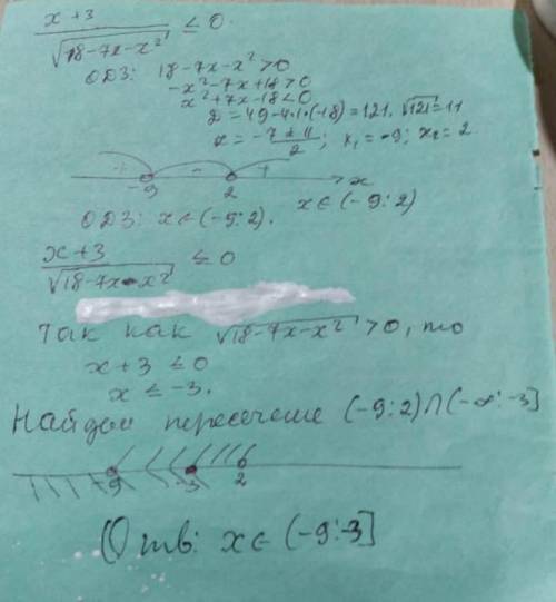 Решите неравенство, в ответ запишите наибольшее целое решение. [tex]\frac{x+3}{\sqrt{18-7x-x^{2} } }