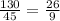 \frac{130}{45} = \frac{26}{9}