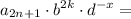 \displaystyle a_{2n+1} \cdot b^{2k} \cdot d^{-x}=