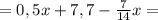 =0,5x+7,7-\frac{7}{14}x=