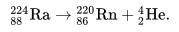 Какие радионуклиды образуются в результате двух последовательных альфа-распадов радия-226 и радия-22