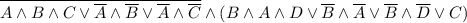 \overline{A \land B \land C \lor \overline {A} \land \overline{B} \lor \overline {A} \land \overline{C}} \land (B \land A \land D \lor \overline{B} \land \overline{A} \lor \overline{B} \land \overline{D} \lor C)