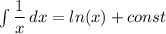 \int{\dfrac{1}{x}}\,dx = ln(x) + const