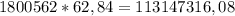 1800562*62,84= 113147316,08