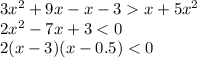3x^{2}+9x-x-3x+5x^{2}\\2x^{2}-7x+3