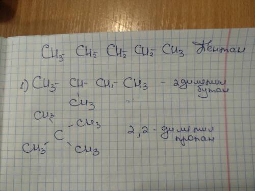 Составьте изомеры для пентана и дайте им названия