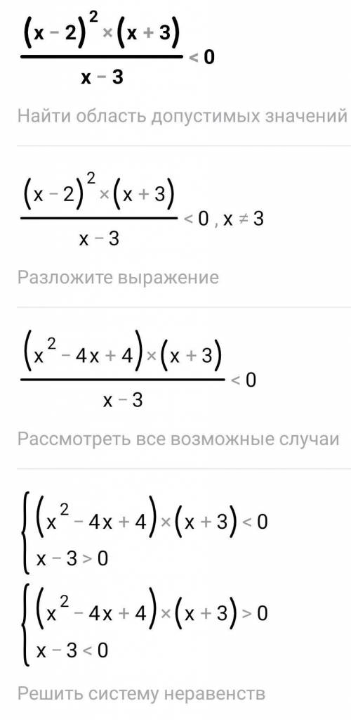 Решить неравенство (х-2)^2(х+3)/(х-3)< 0