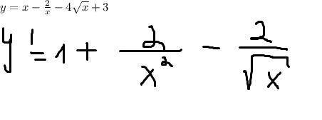 y = x - \frac{2}{x} - 4 \sqrt{x} + 3