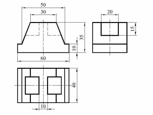 Начертите 3 вида (вид слева, главный вид, вид сверху)