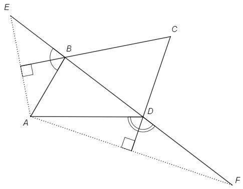 Abcd выпуклый четырехугольник, в котором угол bad=60, а точки e и f симметричны точке а относительно