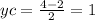 yc = \frac{4 - 2}{2} = 1