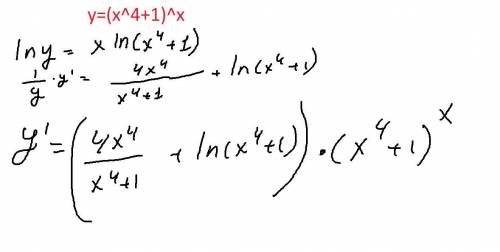 Найти производные сложных функций y=(x^4+1)^x