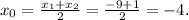 x_0=\frac{x_1+x_2}{2} =\frac{-9+1}{2}=-4.