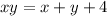 xy=x+y+4