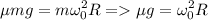 \displaystyle \mu mg=m\omega_0^2R = \mu g=\omega_0^2R